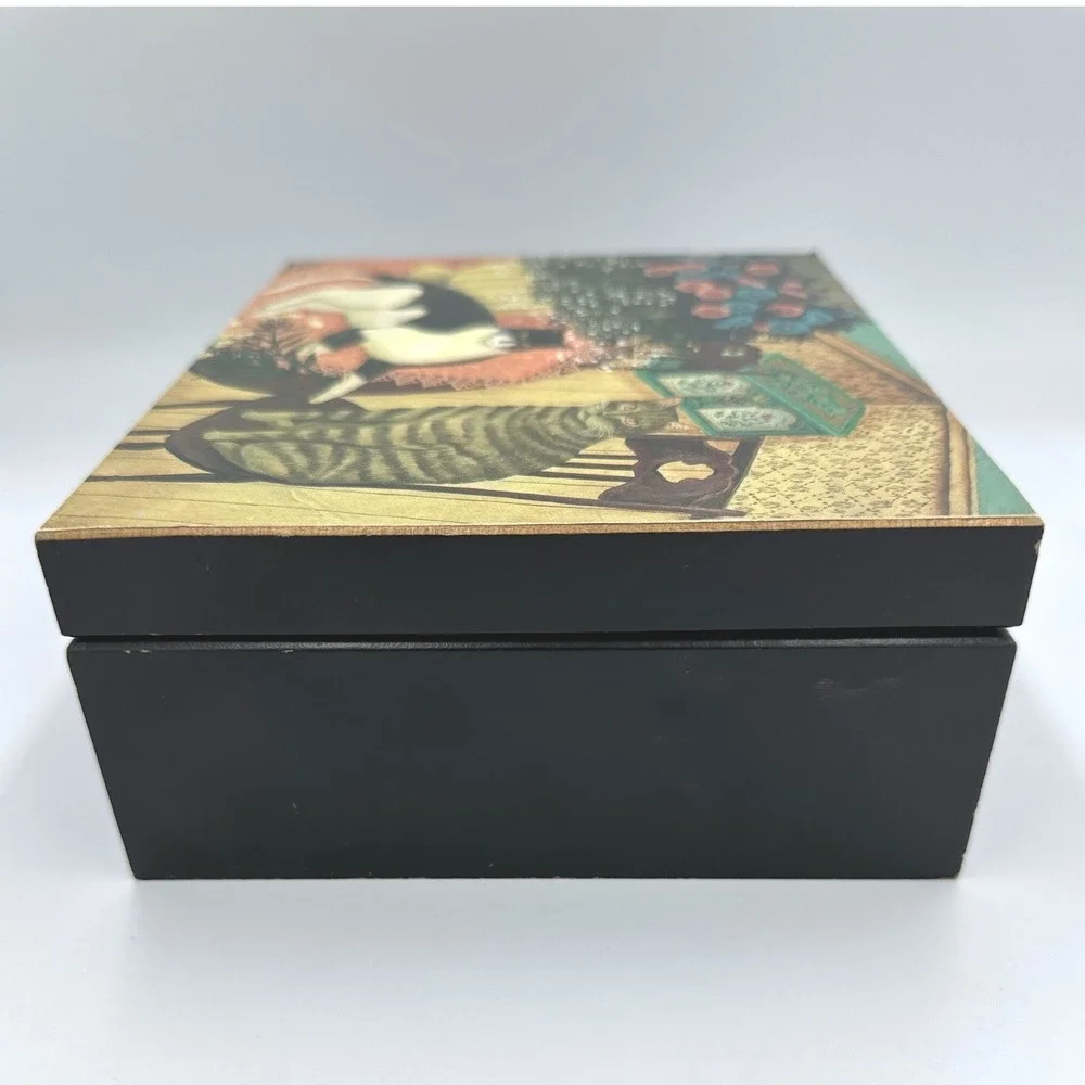 Signed Vintage 1980 K Michiko Musical Jewelry Box Cats Memory Song‎ Japan B352/A